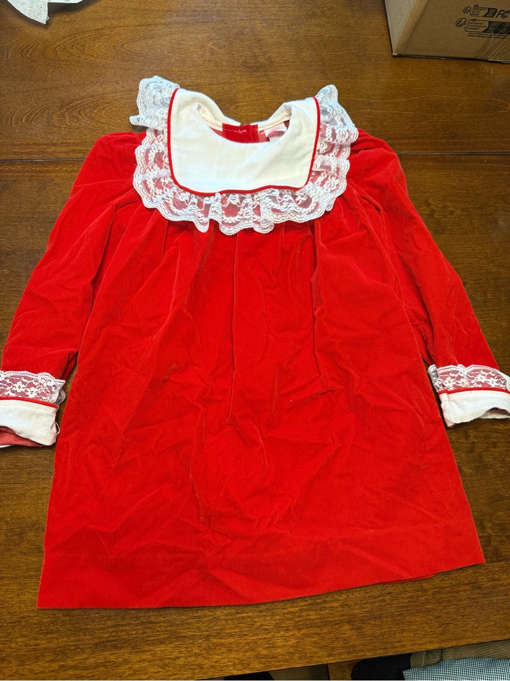 Vintage Miss Quality Red Velveteen Girl's Size 6 Holiday Christmas Dress